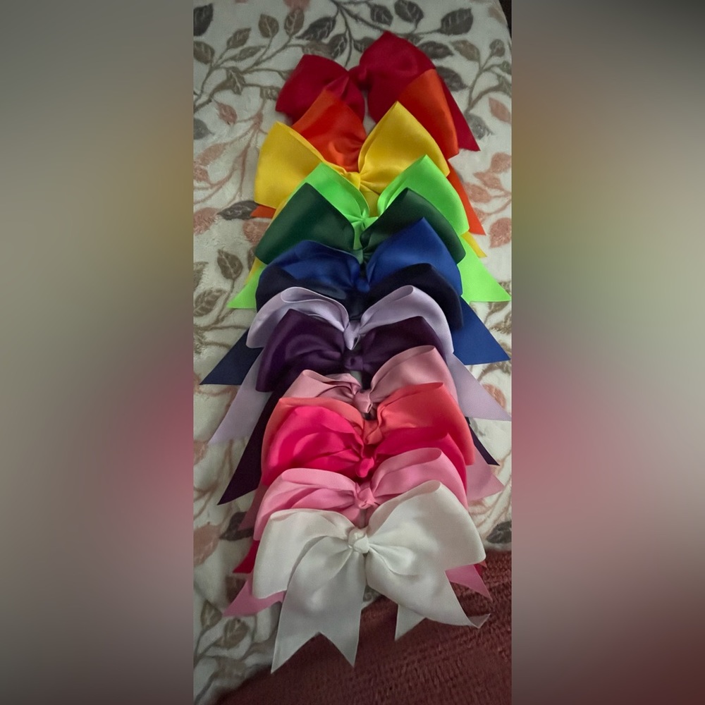 Cheer bows all bows have clips on the back